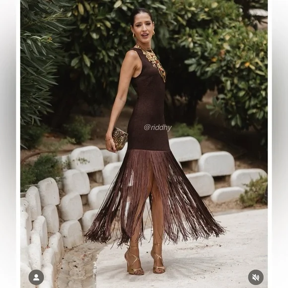 Zara Fringed Fitted Dress - Picture 2 of 15